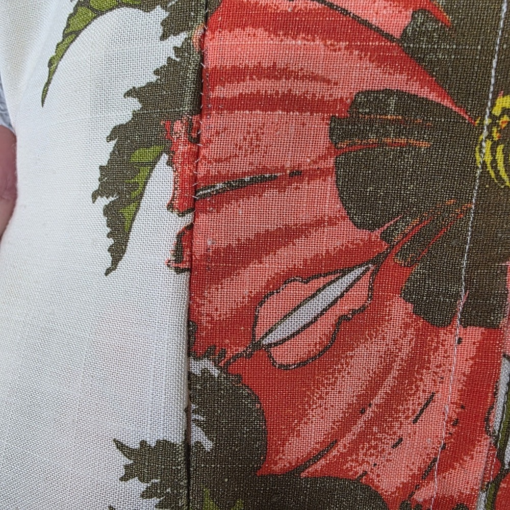 Vtg 60s ALFRED SHAHEEN Poppy Print Hawaiian Cheongsam Dress Hand Printed Hawaii - Picture 10 of 16